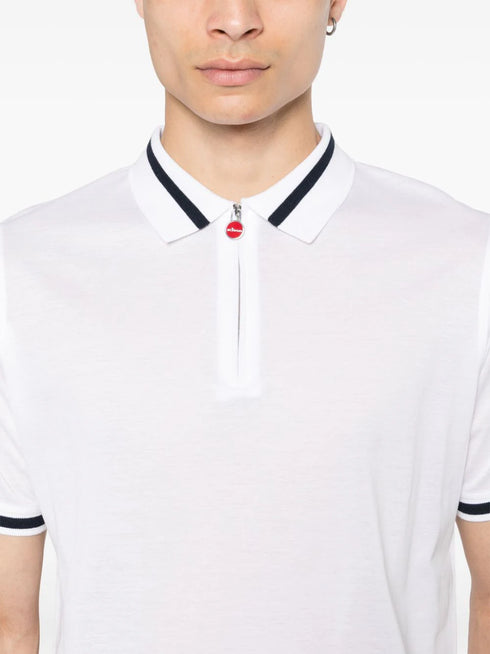 zip-up cotton polo shirt